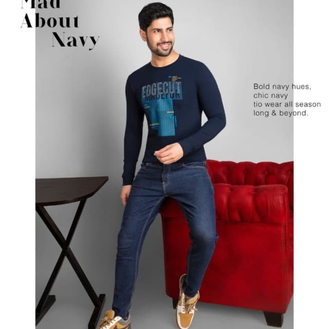 Navy Blue and Teal T-shirt