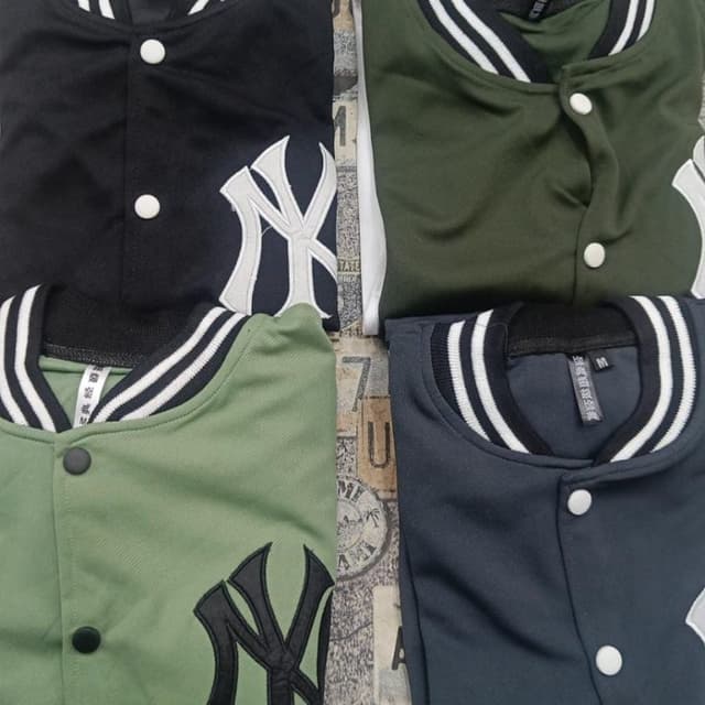 Black, Green, Dark Green, Navy with white and black accents Jacket