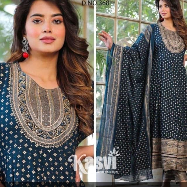 Anarkali kurti pent and duppata 