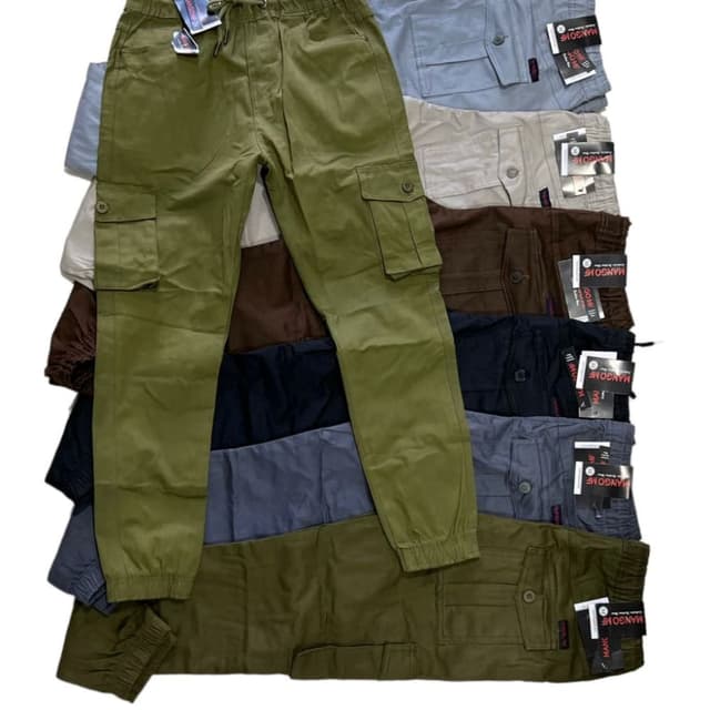 Various shades of Green, Beige, Brown, Blue, and Black Cargo Pants