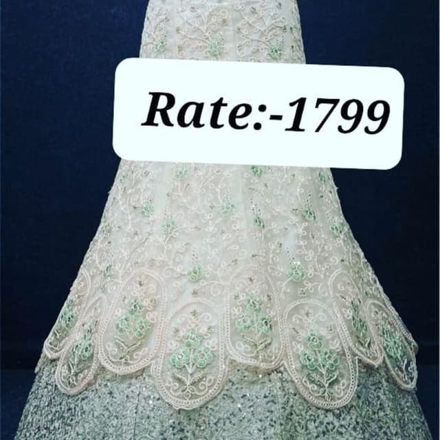 Ivory, Pale Green, Silver Lehenga