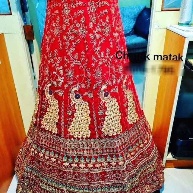 Red, Gold, Green, Blue Lehenga