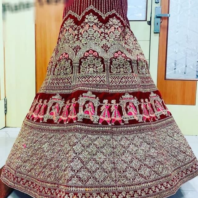 Burgundy, Gold, Pink Lehenga