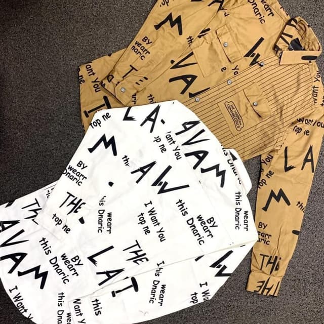 Tan and White with Black Shirt