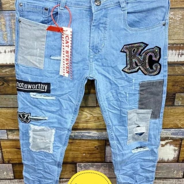 Light Blue, Gray, Black Jeans