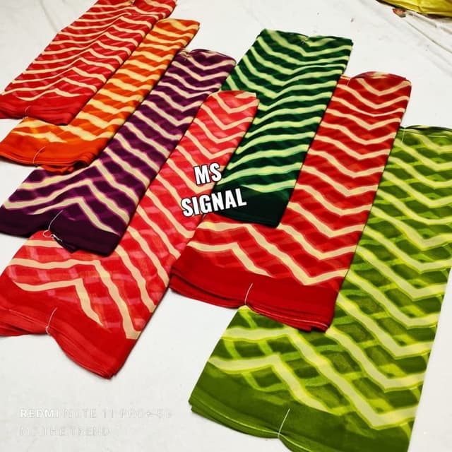 Red, orange, purple, green and white Sarees