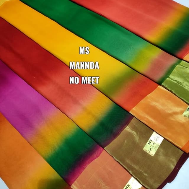 Multicolor, featuring a gradient from various colors such as orange, red, yellow, green, and purple Saree