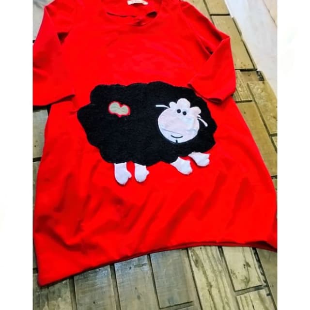 Red, Black, White, Pink Dress