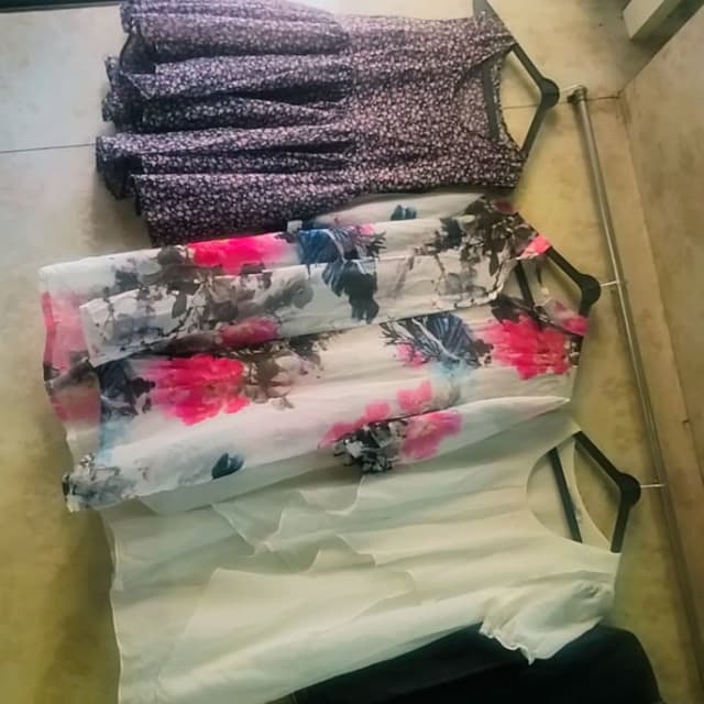 Purple, White, Pink, Black, Blue Dress, Top
