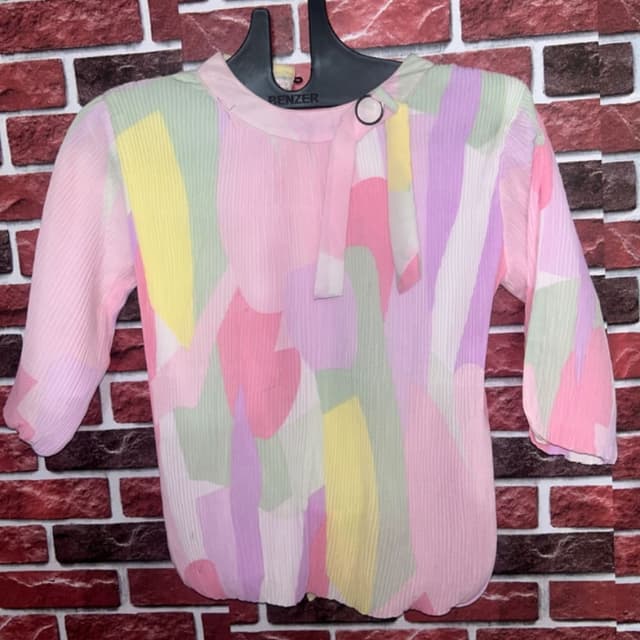 Pastel shades of pink, yellow, green, and purple Blouse