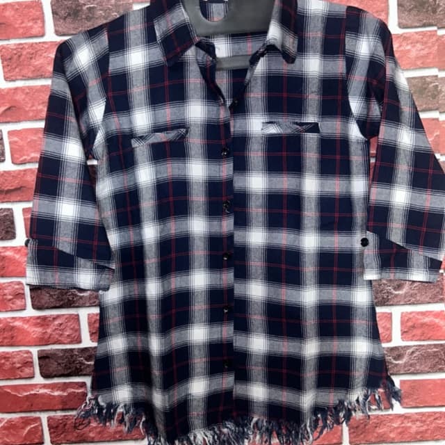 Navy blue, white, and red Shirt