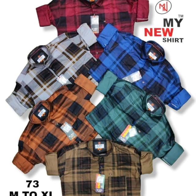 Various plaid patterns in red/black, blue/black, gray/brown, orange/black, green/black, and brown/black color combinations. Shirt