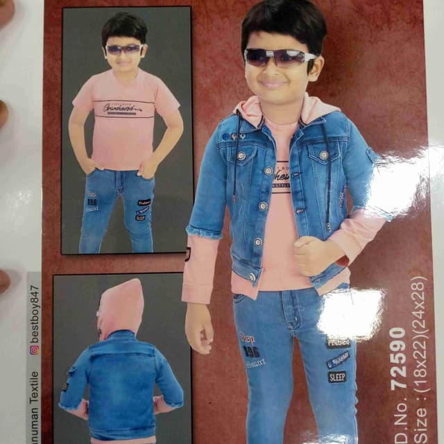 Pink, Blue Outfit (Jacket, T-shirt, Jeans)