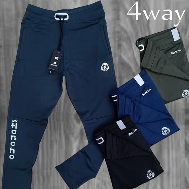 Navy Blue, White, Black, Dark Green, and Blue Track Pants