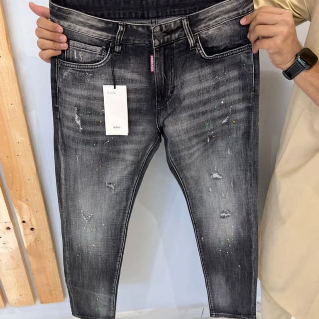 Black and Gray with Colorful Splatters Jeans