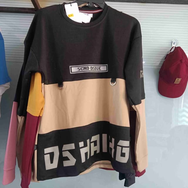 Black, Beige, Burgundy, Yellow, and Pink Sweatshirt