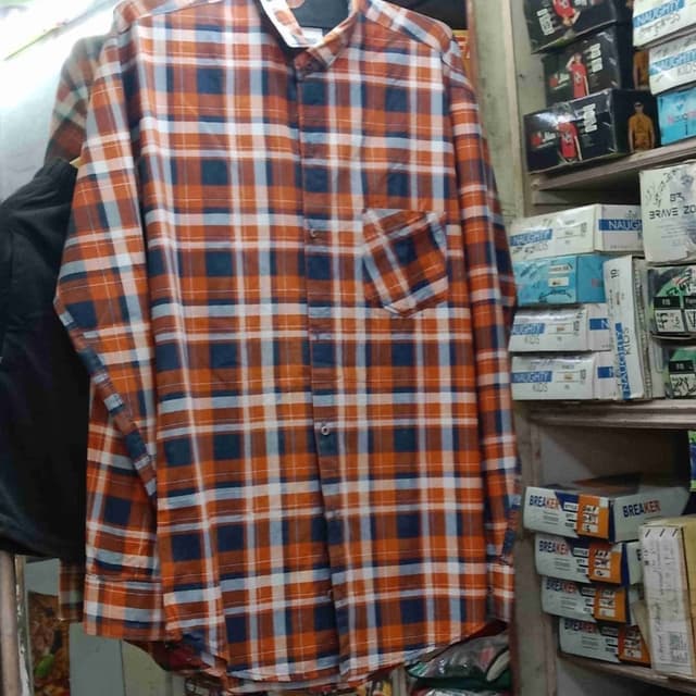 Orange, Navy Blue, White Shirt