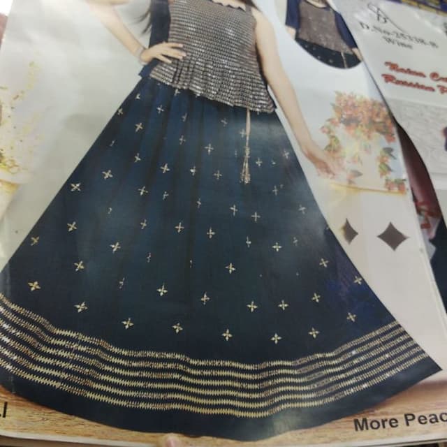 Navy blue and gold Lehenga Choli