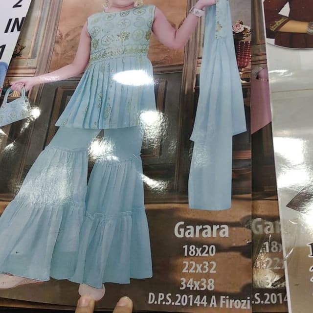 Light Blue and Gold Garara Suit