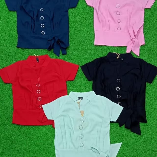 Variety of solid colors including navy blue, red, pink, black, and mint green Blouse/Top