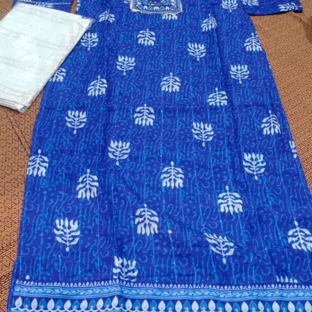 Blue and White Kurta with Salwar