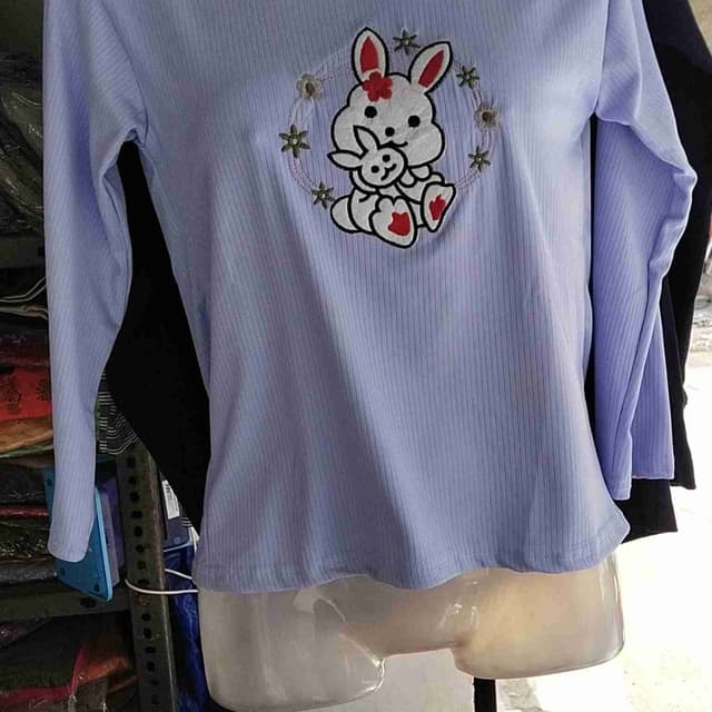 Light Blue, White, Red, Green Top