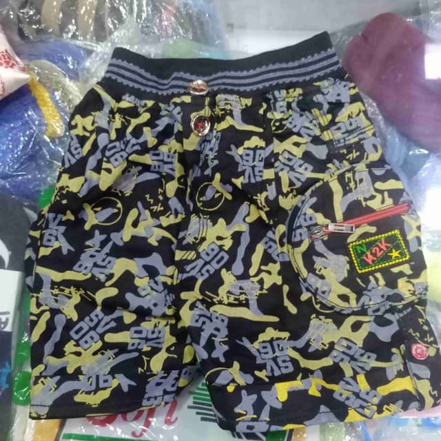 Black, Yellow, Gray Shorts