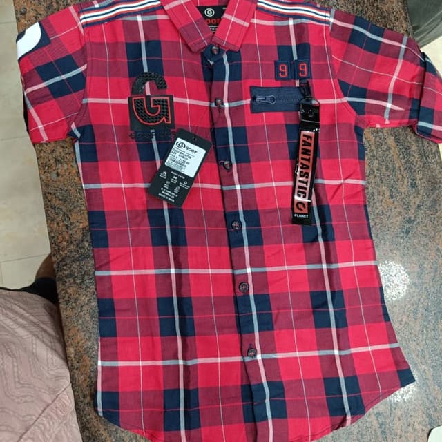 Red, Navy Blue, White Shirt