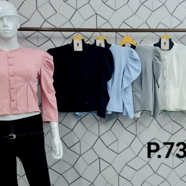 Pink, Black, Navy Blue, Light Blue, Grey, White Blouse/Top