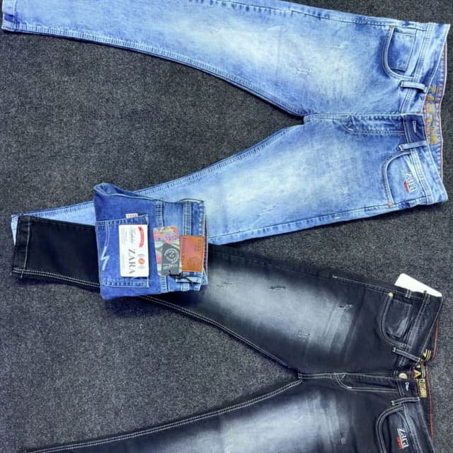 Light blue, dark blue, and black Jeans