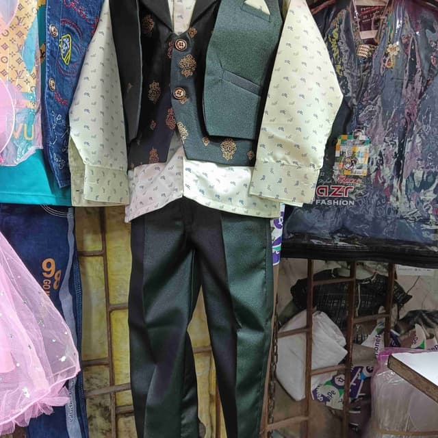 Black, Green, White, and Gold Suit