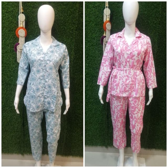 Blue and White, Pink and White Pajama Set