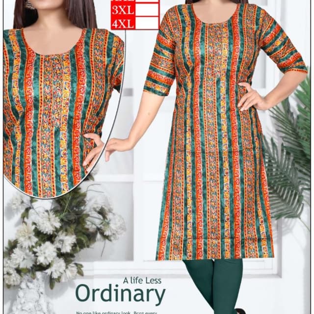 Green, Orange, Yellow Kurti