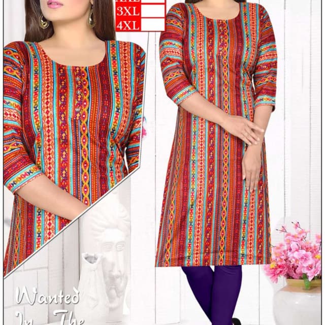 Red, orange, yellow, and turquoise Kurti