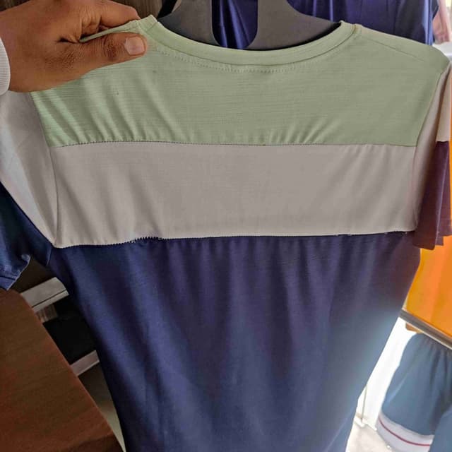 Blue, Green, White, and Purple T-shirt