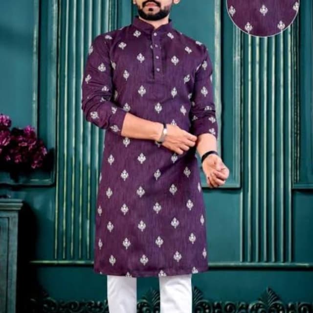 Purple and White Kurta