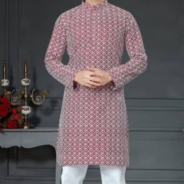 Burgundy and White Kurta