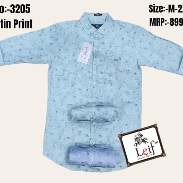 Light Blue with a subtle print in a lighter shade Shirt