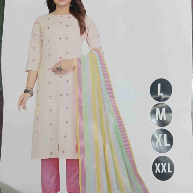 Light pink, pink, and multicolored Kurta with pant and dupatta