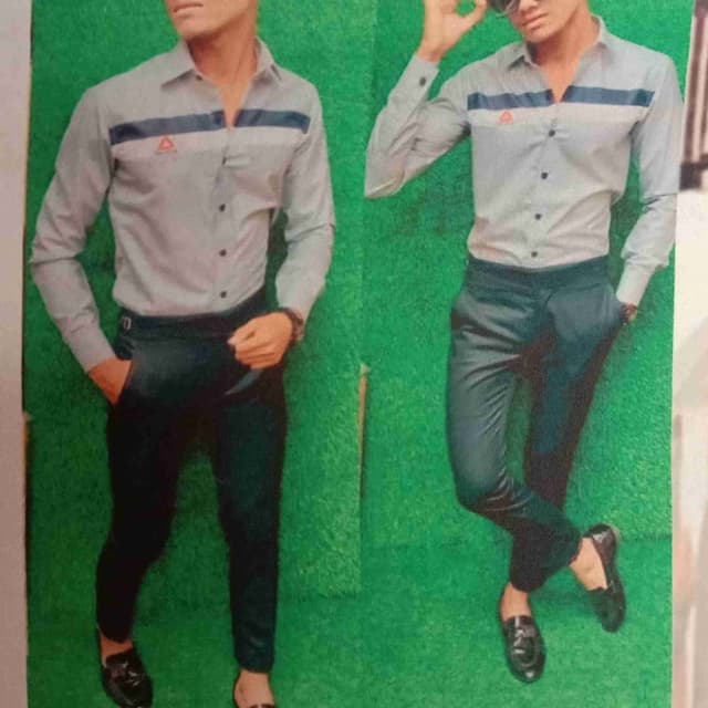Gray, Navy Blue, Black Shirt and Trousers