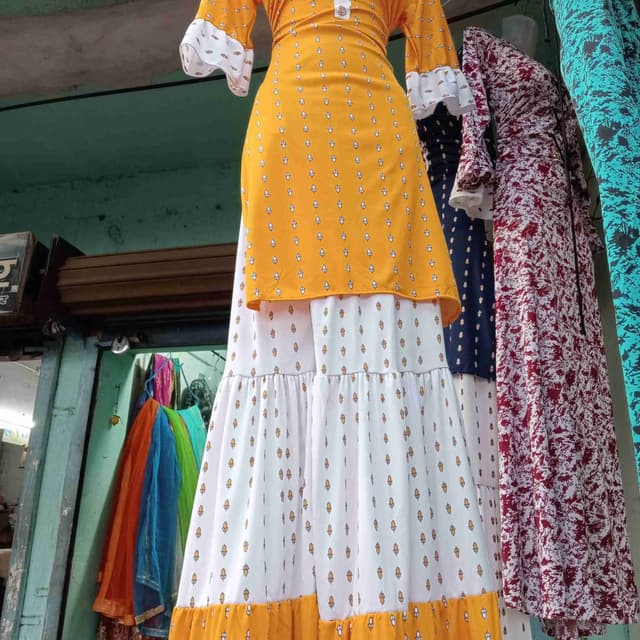 Yellow and White Kurta with Palazzo