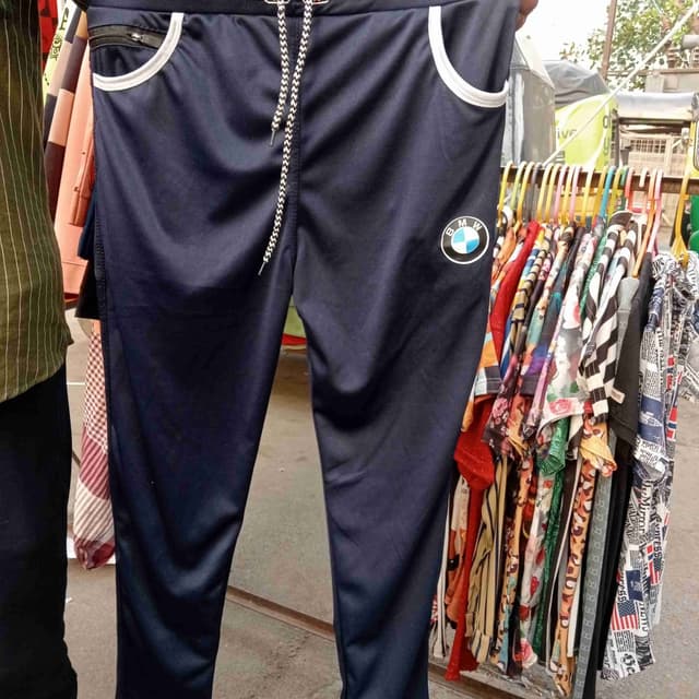 Navy blue with white and silver accents Track Pants