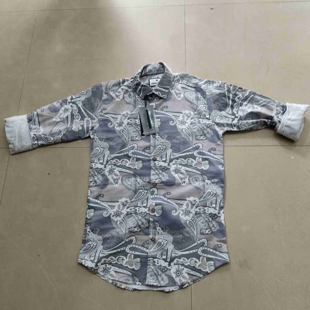 Gray, White, and Beige Shirt