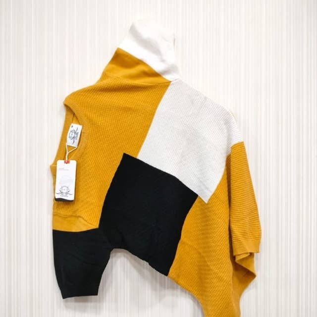 Mustard Yellow, White, Black Sweater