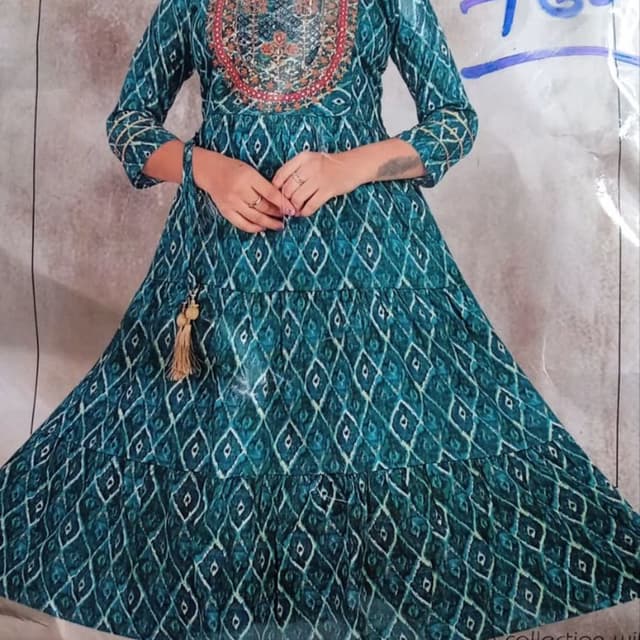 Teal, White, Red, Gold Dress