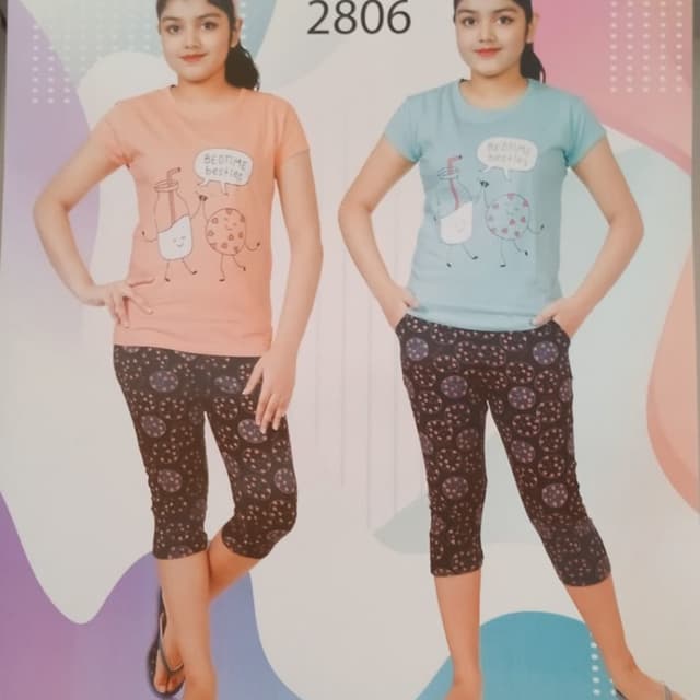 Peach, Light Blue, Black Pajama Set
