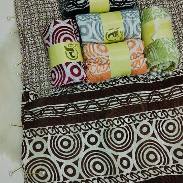 Brown, White, Red, Black, Green, Orange, Grey Scarf/Hijab