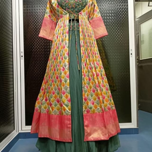 Green, Yellow, Pink, Orange Anarkali Suit