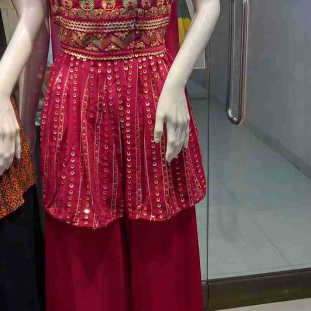 Red, Gold, Green Kurti with Palazzo