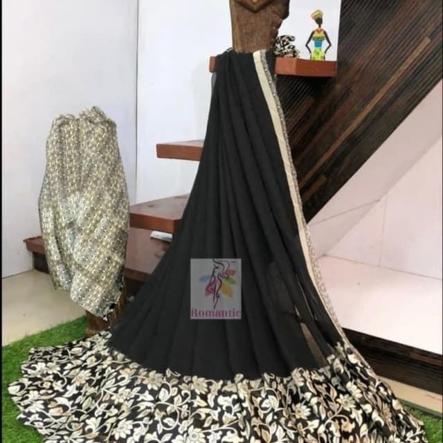 Black, White, Gold Saree